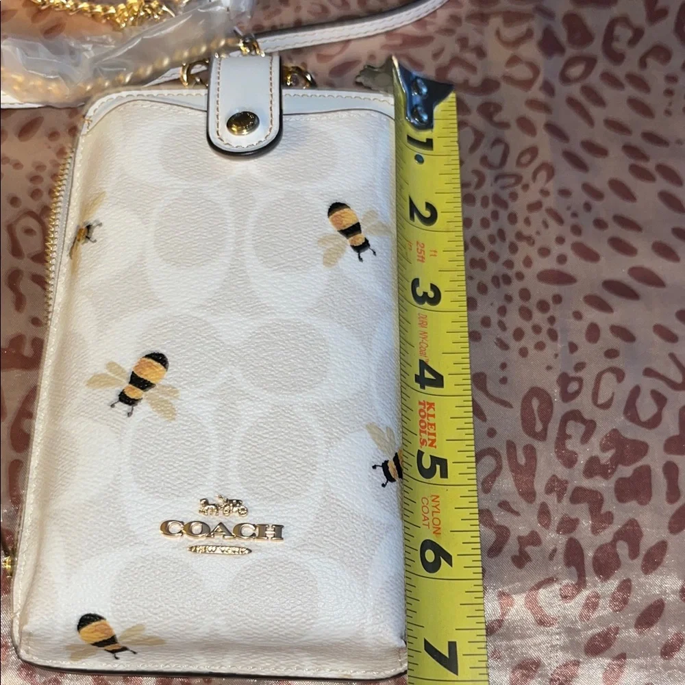 Coach White Bee Print Crossbody Phone Pouch